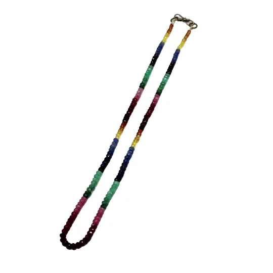 Wholesale Prices Multi Colored Sapphire Single Strand Necklace For Women Wearing Uses Necklace Manufacture in India