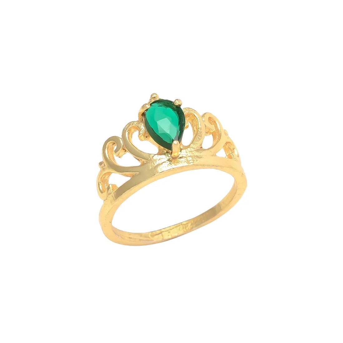 Peridot hydro gemstone king shape ring, gold plated brass ring, party wear and casual wear ring