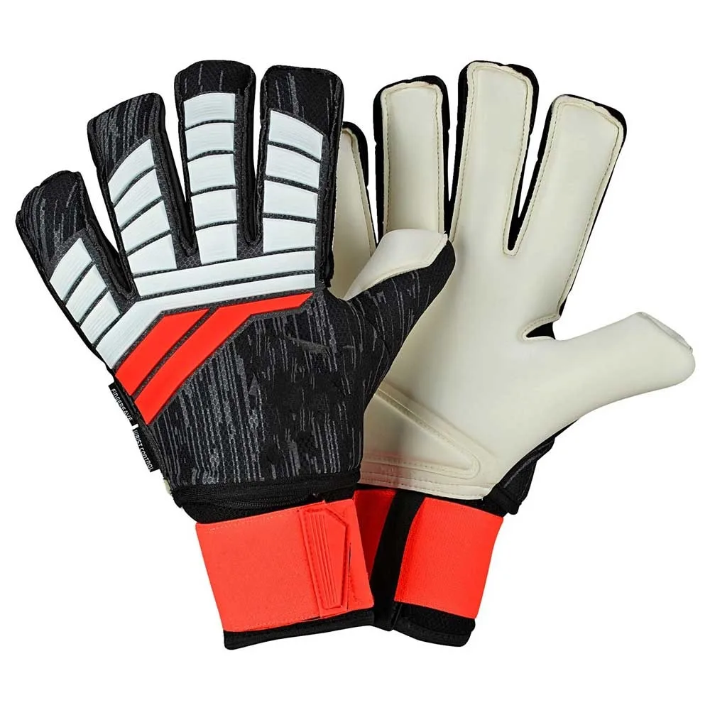 High Quality Red Black German Latex Foam Hybrid Cut Soccer Football Goalkeeper Gloves For Match