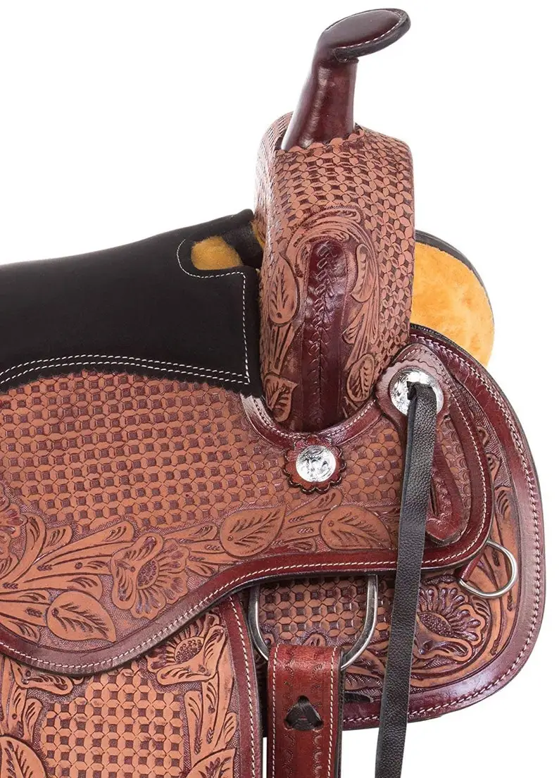 Premium Quality Western leather Horse Saddle With Matching Horse Tack Set Genuine Leather Barrel Saddle English Racing Saddle