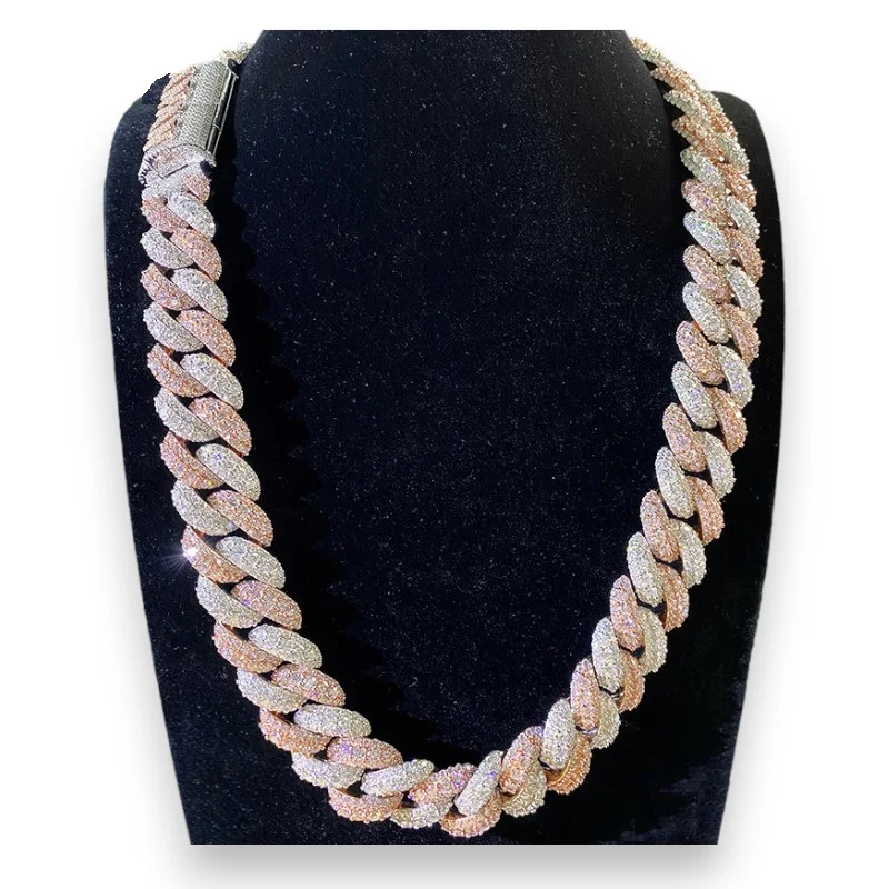 Rich Men Style Our Cuban Chain Meticulously Made In White And Rose Gold And Embellished Lab Grown Diamond With Vvs Clarity