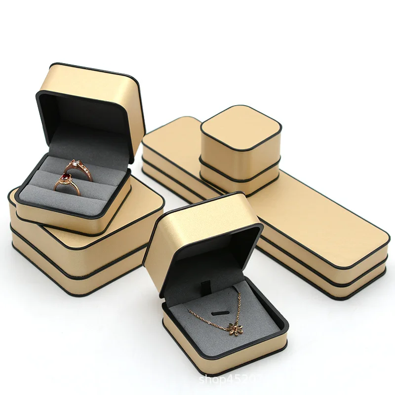 Wholesale hot orange high-end jewelry box free printing logo wedding ring box
