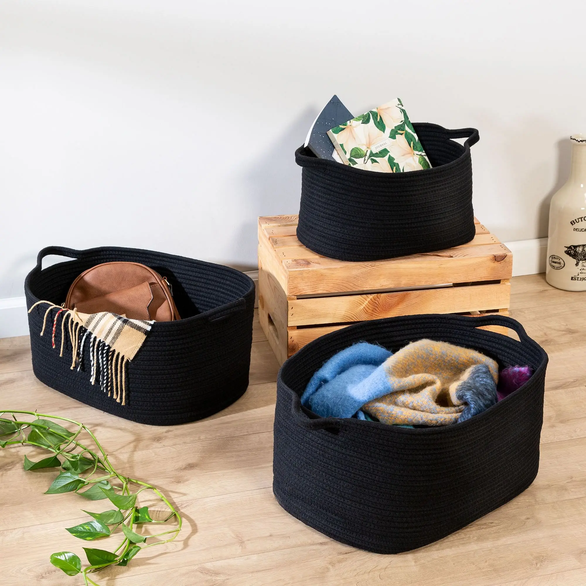 COTTON STORAGE BASKET SET OF 3