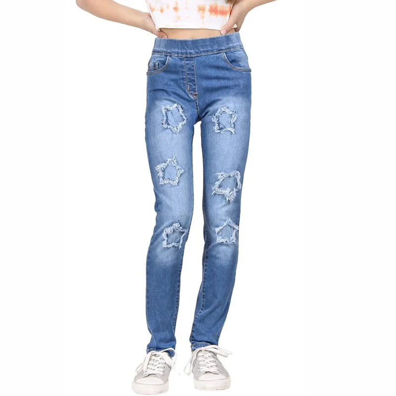 Young Girls Slim Fit Denim Jeans Kids Fashion Clothing Wholesale OEM Customizable High-Quality Bangladeshi Manufacturing