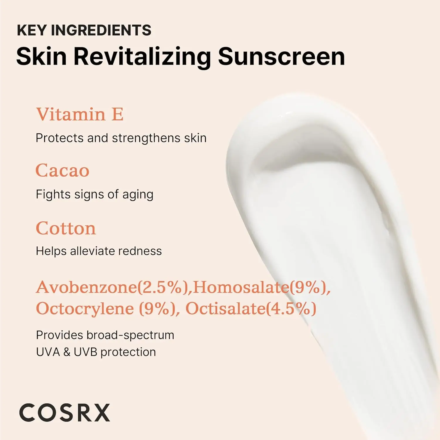 COSRX Vitamin E Vitalizing Sunscreen Daily SPF 50+ UVA UVB Protection Korean Skincare Everyday Suncare 50mL No White Cast