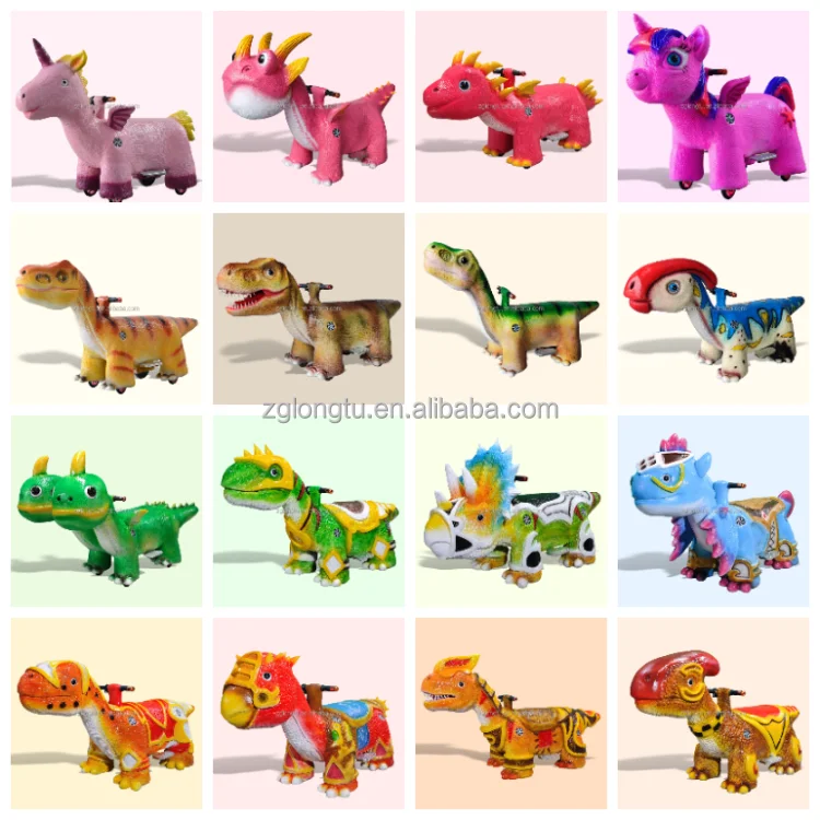 Coin Operated Game Horse Riding Kids Dinosaur Riding For Plaza