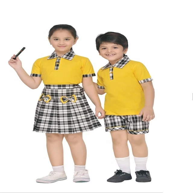 Indian Primary School Uniform Set Unisex Plain Style Shirt Wholesale Children Clothing from Manufacturer for Boys and Girls