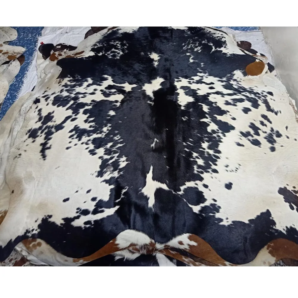 Natural Cowhide Rugs 100% Cowhide Leather Rugs Tricolor Cow Hide Skin Carpet Area 15-35 SQFT Natural Cow Hide Skin Rugs