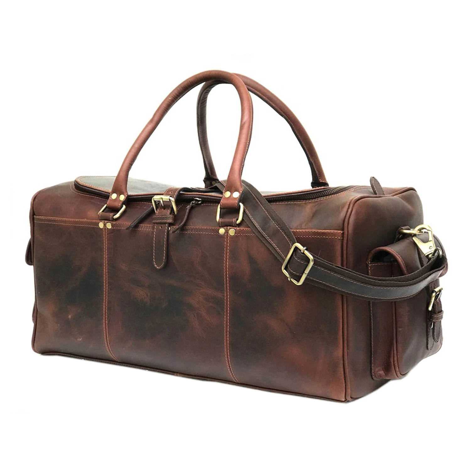 Weekend Use crazy horse  Leather Duffle Bag Travel Weekender Full Grain Gym