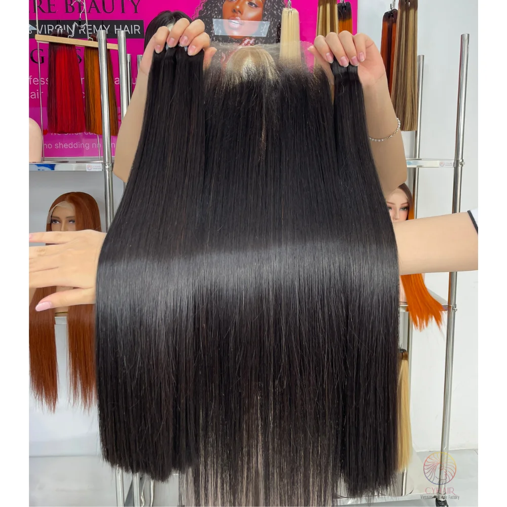Best Seller Natural Black Color Raw Vietnamese Bone Straight Hair All Length From 8 Inches - 40 Inches 100% Human Hair