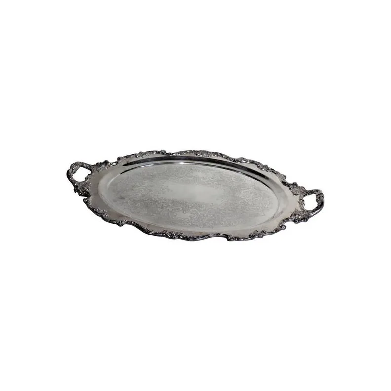 Shiny Silver Color Serving Trays Luxury Design Metal Tray Good Quality Modern Tray Use For Restaurant