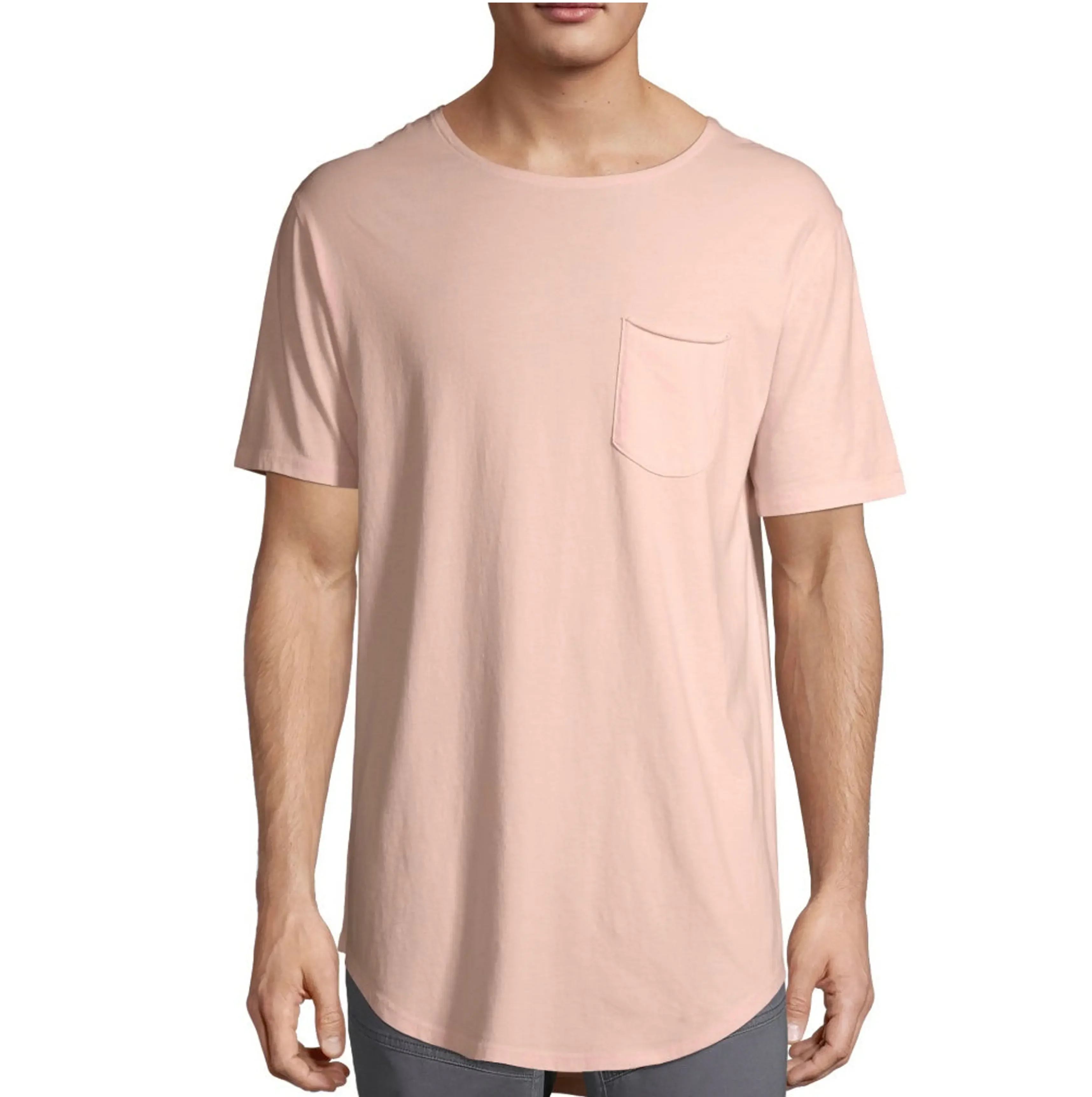 breathable Wholesale Custom Heavyweight T Shirt Vintage Round Neck Line blank plain elongated t shirt for men
