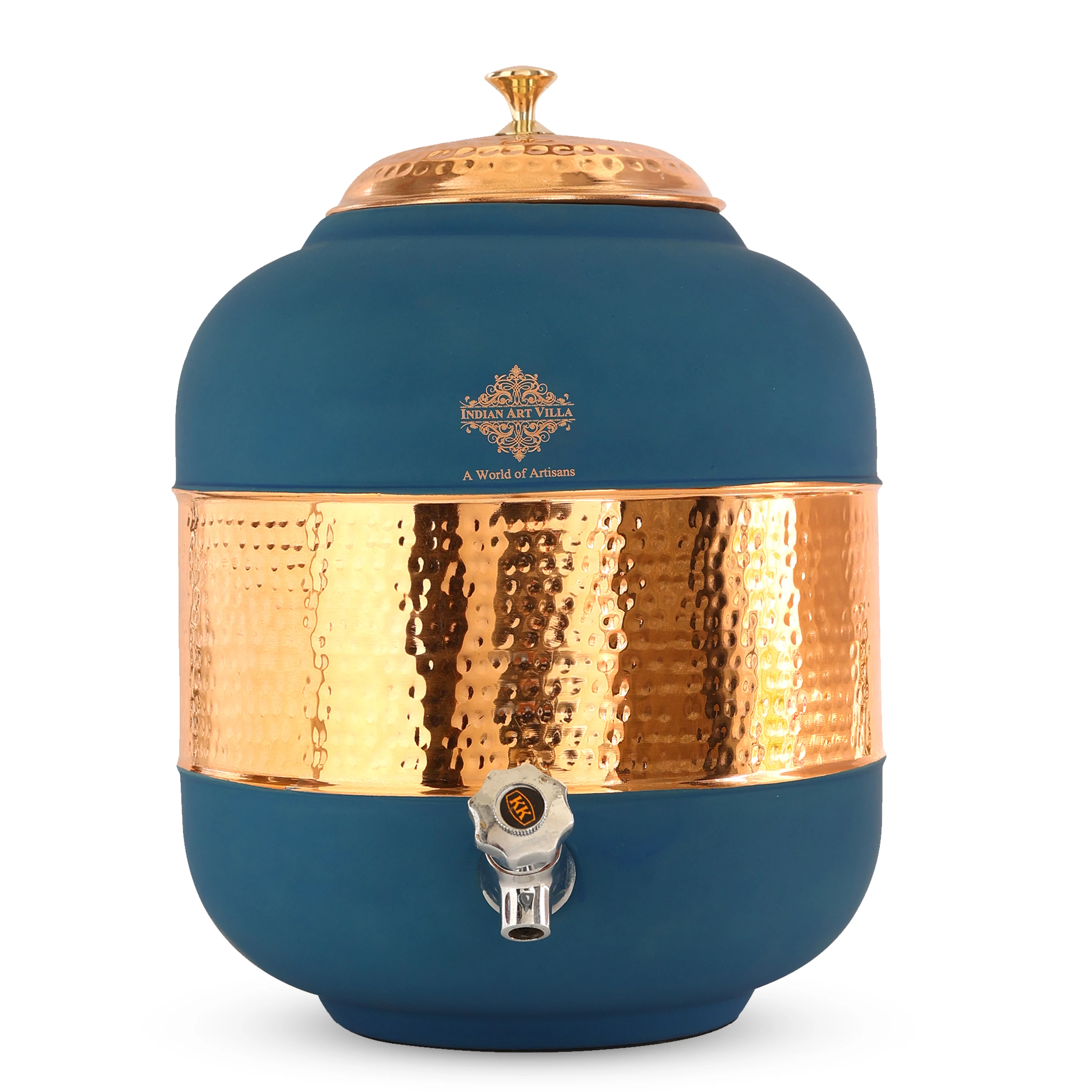 IndianArtVilla Pure Copper Water Pot, Half Hammered with Silk Finish-Contemporary Color Choices, 17000 ML