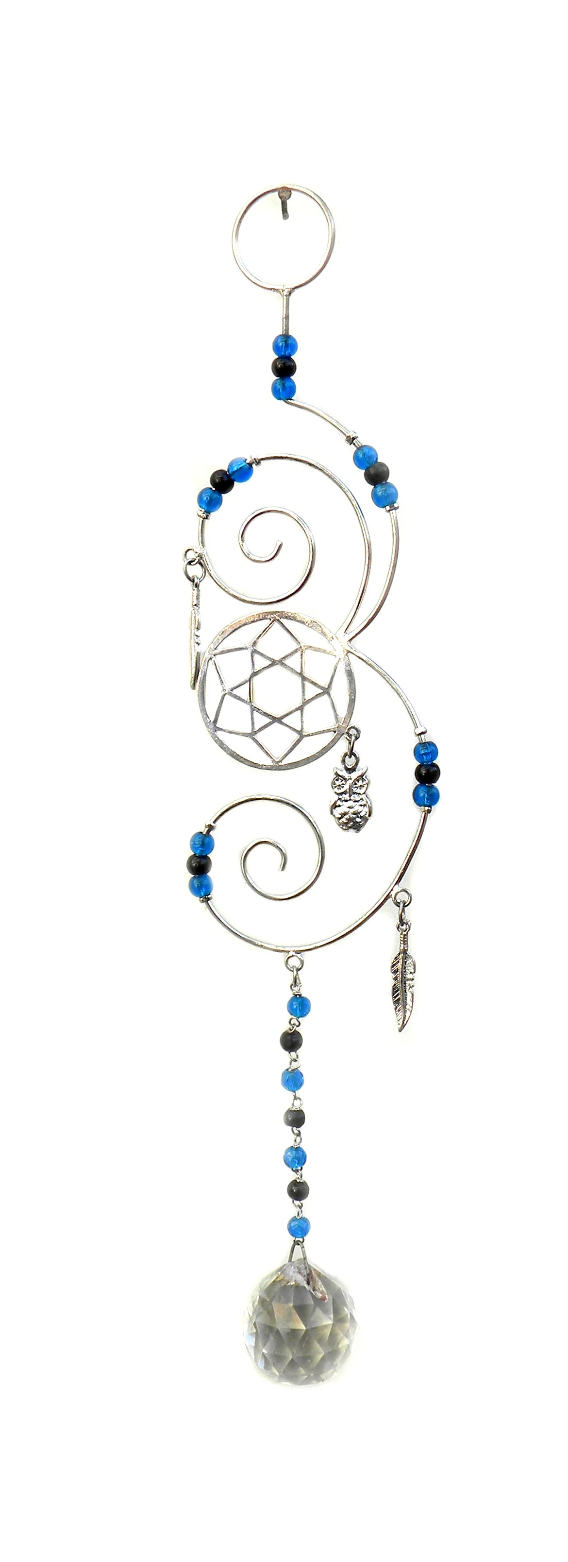 Feng Shui Wall Hanging Om Decoration Flower of Life Aluminium metal Tree Of Life Bell Spiral with pearl and beads Star Pentacle