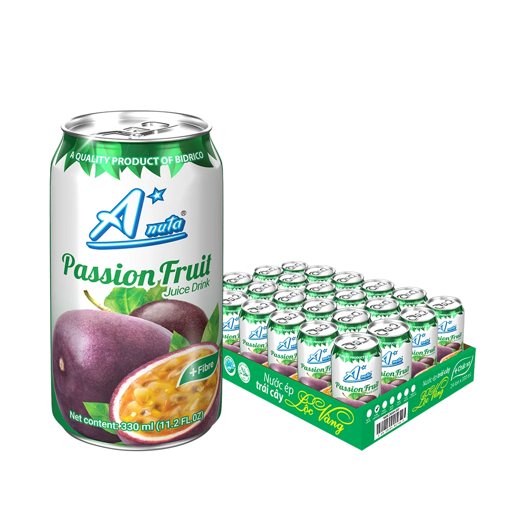 Fast Delivery 2024 Passion Fruit Juice Drink 330Ml Anuta Brand Iso Halal Haccp Beverage Packed In Can Vietnam Manufacturer
