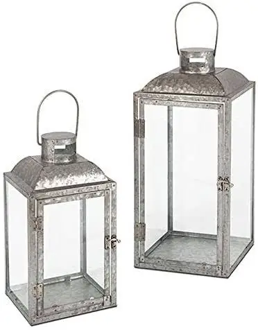 Industrial Creative Vintage Candle Galvanized Lantern Home Decoration Candle Lantern Miniature Home Decor Art Gift Gua