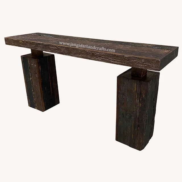 Industrial Vintage Console Table Jodhpur Old Wooden Railway Sleeper Wood Antique Recycled Rustic Style Home Furniture Exporters