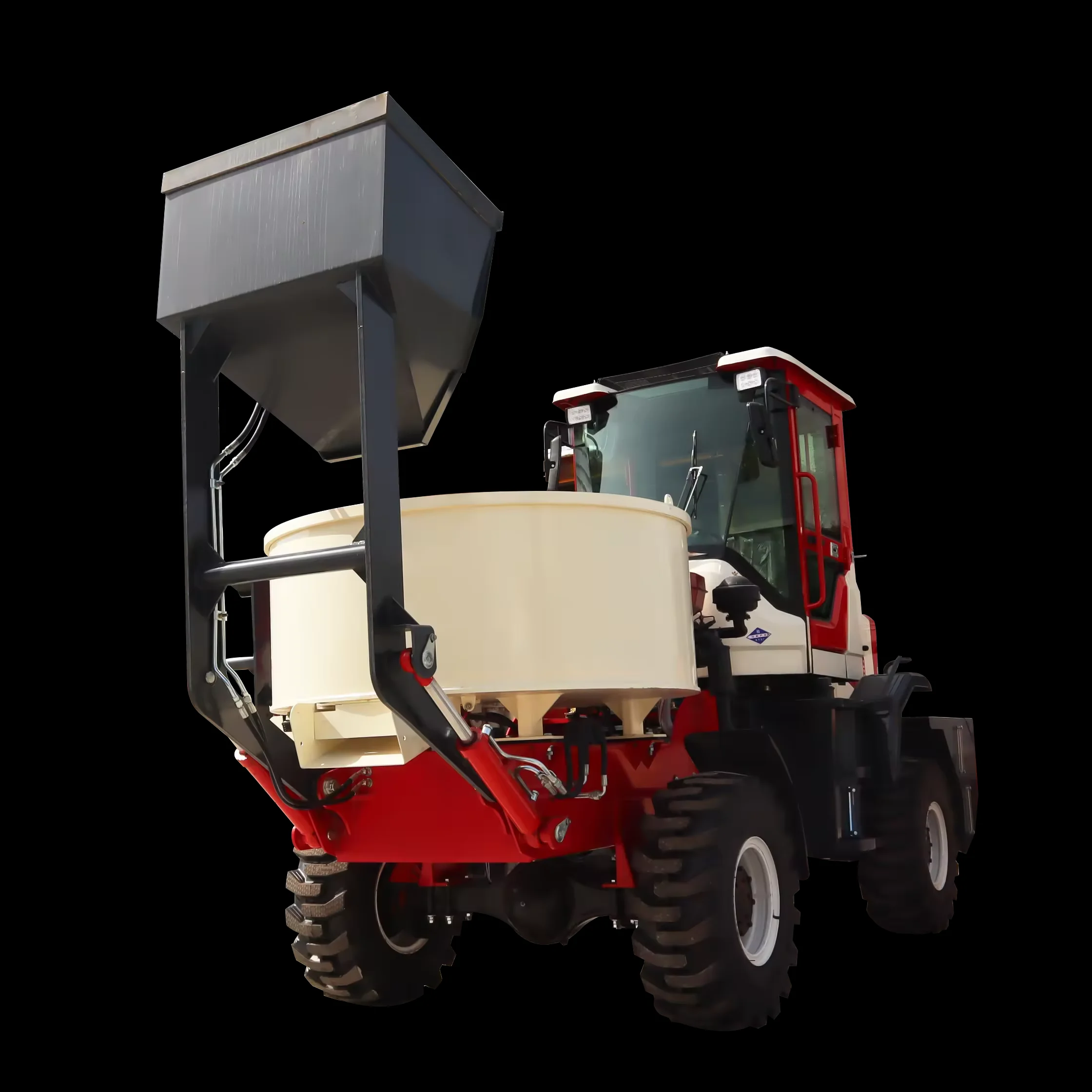 Flat Mouth Pan Automatic Concrete Self-loading Mixer Truck Self-Feeding Cement Flat Mixer Truck