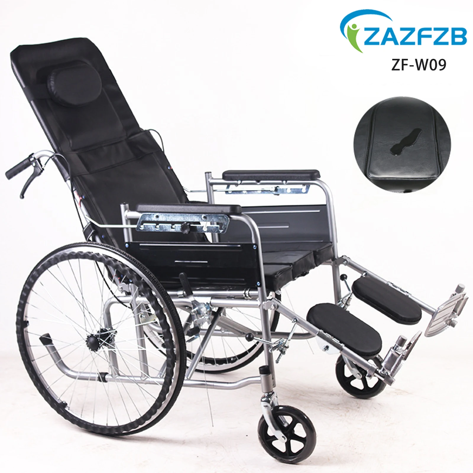 Better quality lower price foldable back half full reclining manual wheelchair cushion and commode