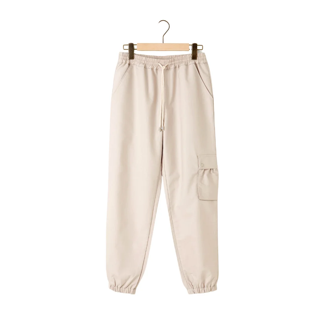 ODM pocket trousers elastic waist calf length pants for women