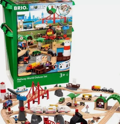 New Stock 100% BEST SALES Brio World Deluxe Railway Set 33052 Wooden Toy Train 87 Piece  Ready to Ship