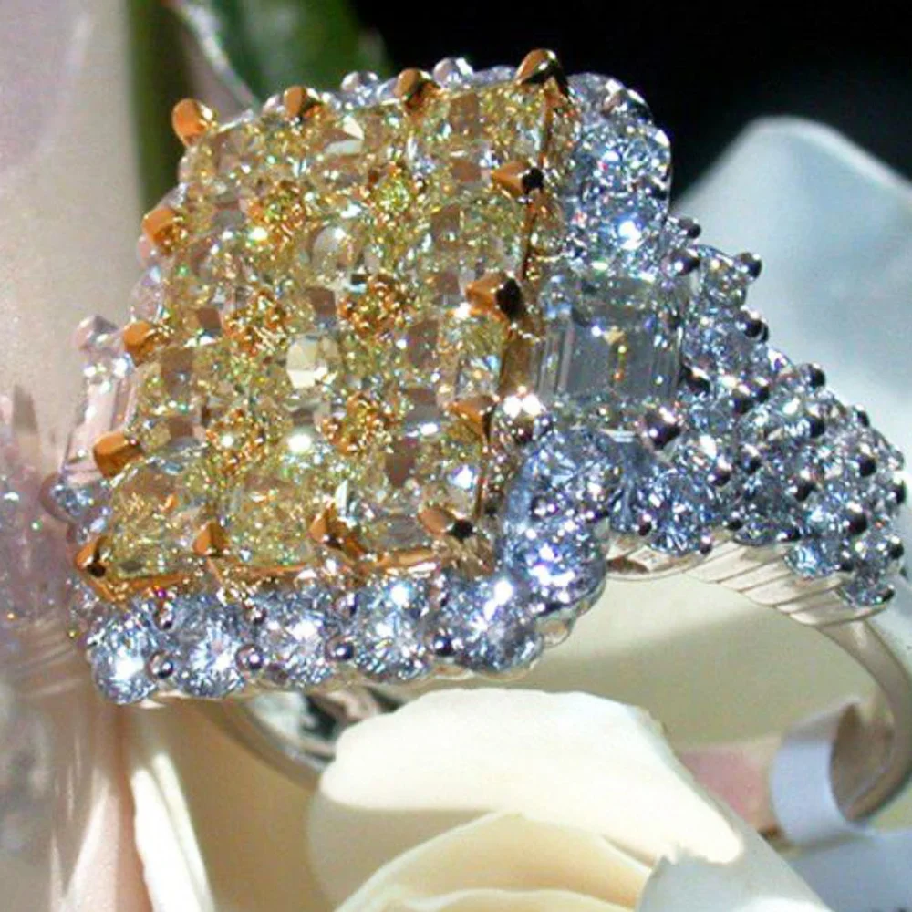 France jewelry square 18k gold plated cz diamond jewelry ring minimalist glass baguette zircon rings