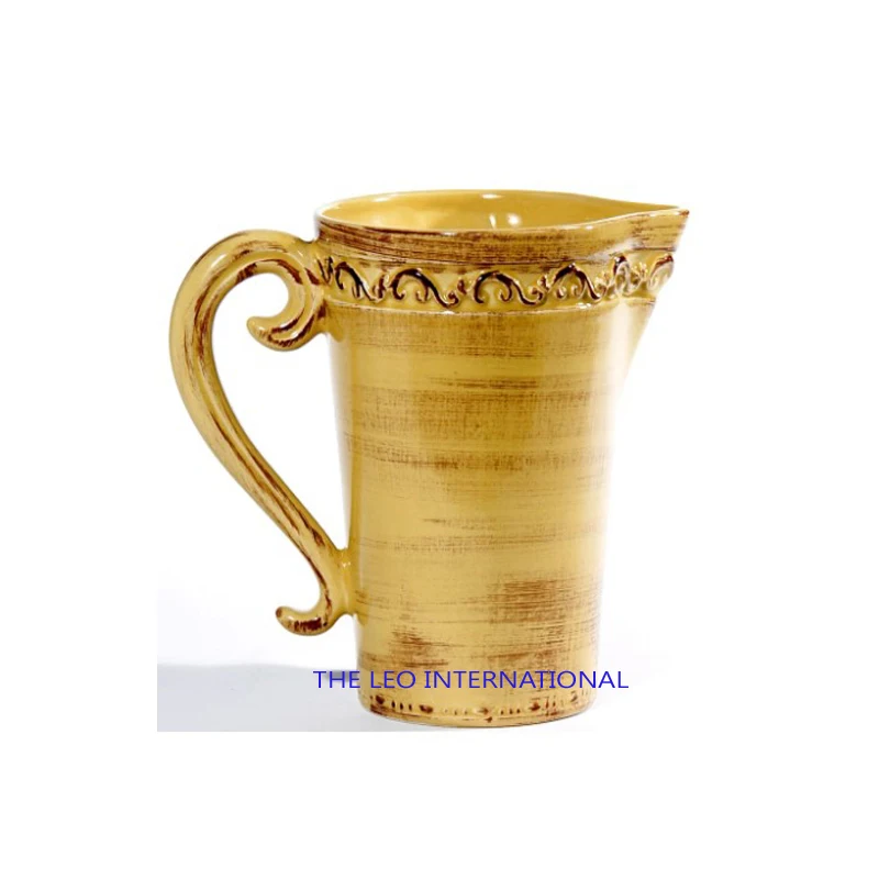 Handmade white fancy new design Metal Water Pitcher with brass handle Cold Water Jug decorative wine pitcher