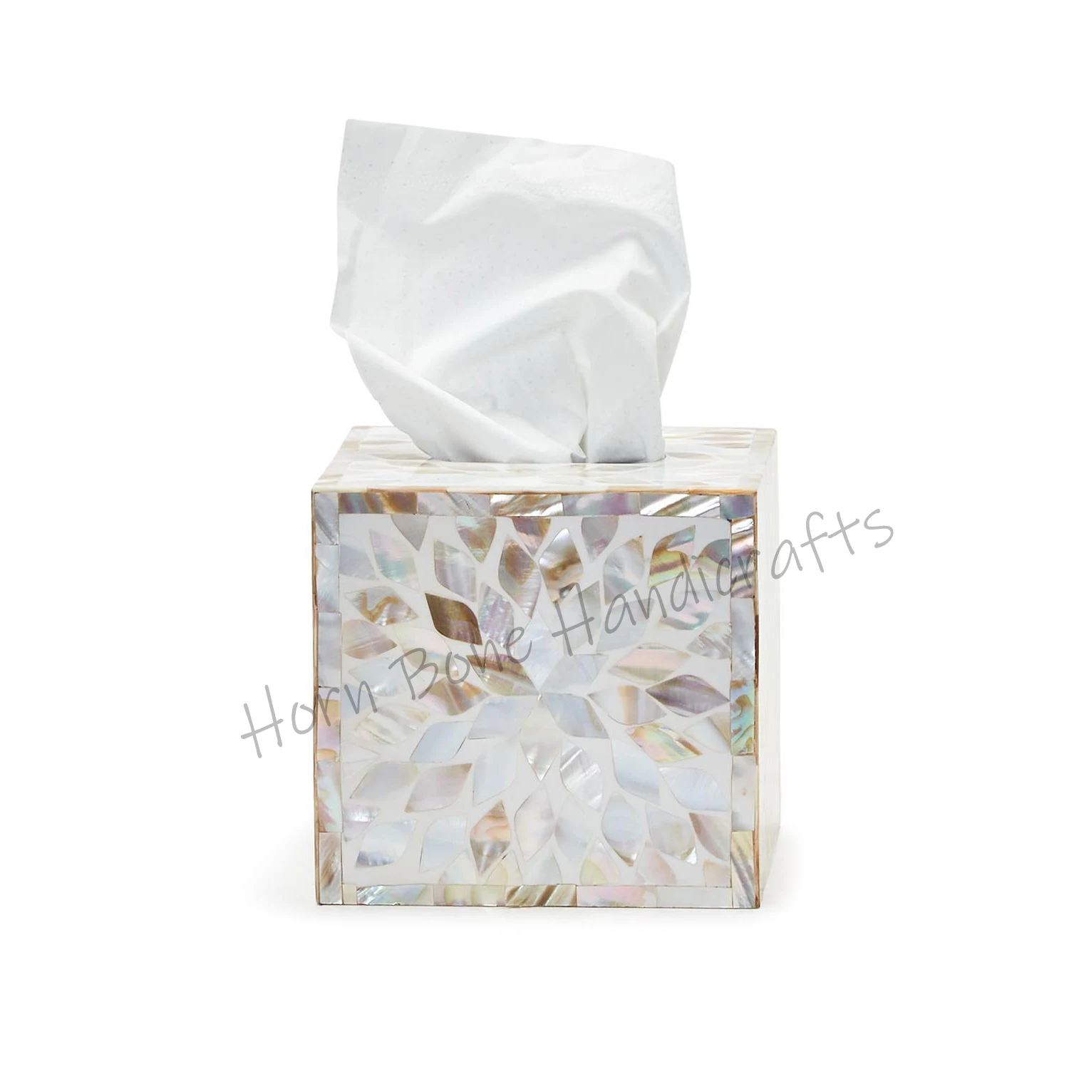 High Quality Mother of Pear Square Shape Tissue Box Mosaic Pearl Home Tableware Tissue Holder Pearl Inlay Tissue Box For Home