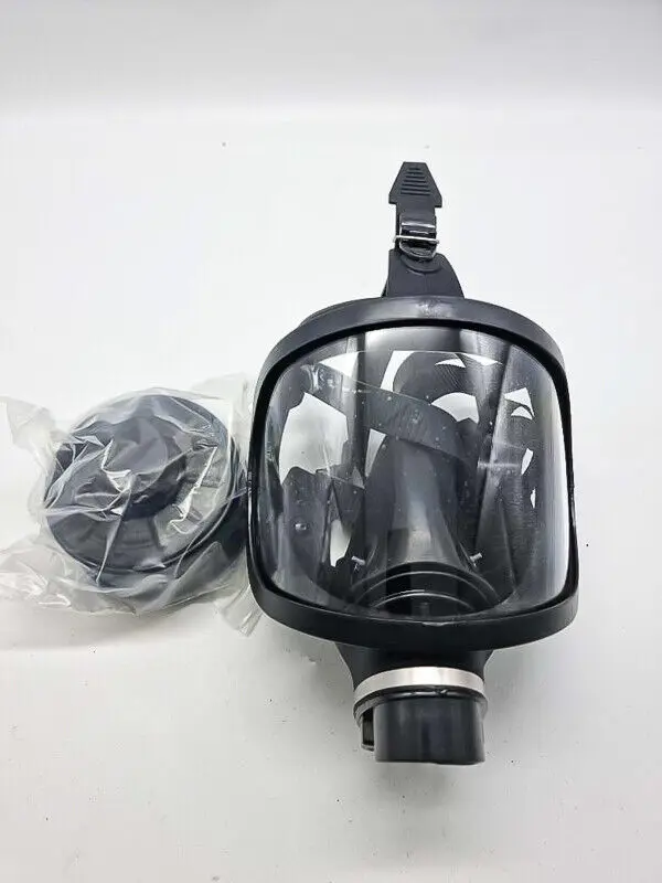 Respirator Mask Full Face Reusable Gas Mask Large Screen with P-A-2 Steel 40mm Activated Carbon Filter Canister Black Rubber
