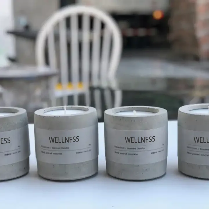 luxury scented soy customized candle in different shaped cement jar