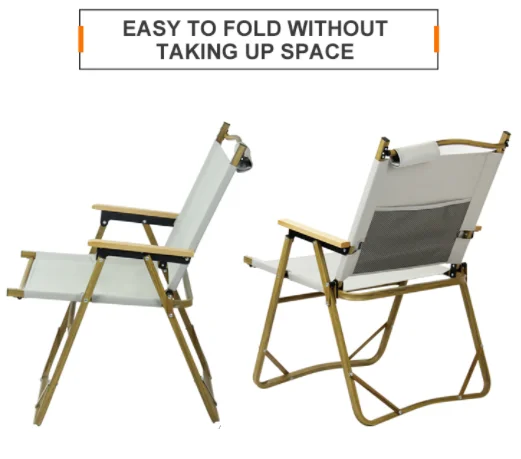 Outdoor Furniture Kermit Chair  Wood Grain Aluminum Portable Folding Camping Chair