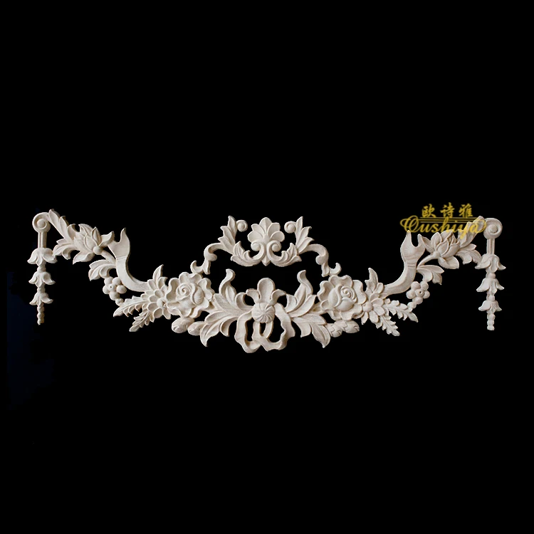 NEW Solid wood French wood carving Applique Onlays European style wall panel carved parts background wall design