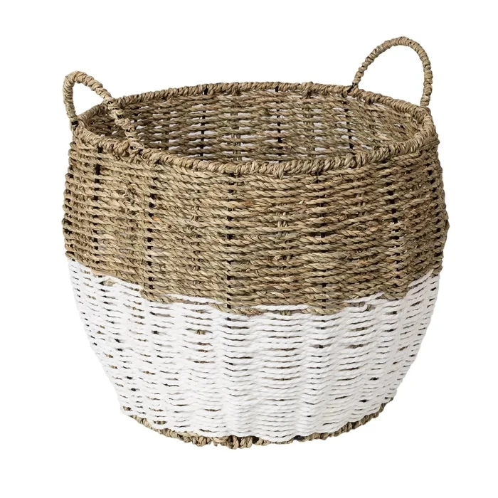 Latest Collection Wicker Seagrass Woven Baskets Vietnam Manufacturing Round Rattan Storage Laundry Hamper Baskets Liners