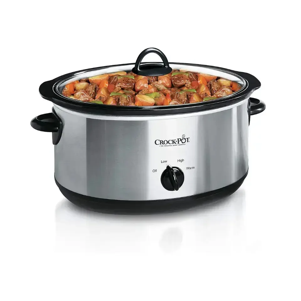 NEW SALE Crock-Pot 7-Quart Oval Manual Slow Cooker | Stainless Steel (SCV700-S-BR)