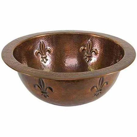 Wholesale 19-inch Copper Vessel Sink Handmade Hammered Antique Copper Farmhouse Bathroom Basins Vanity System