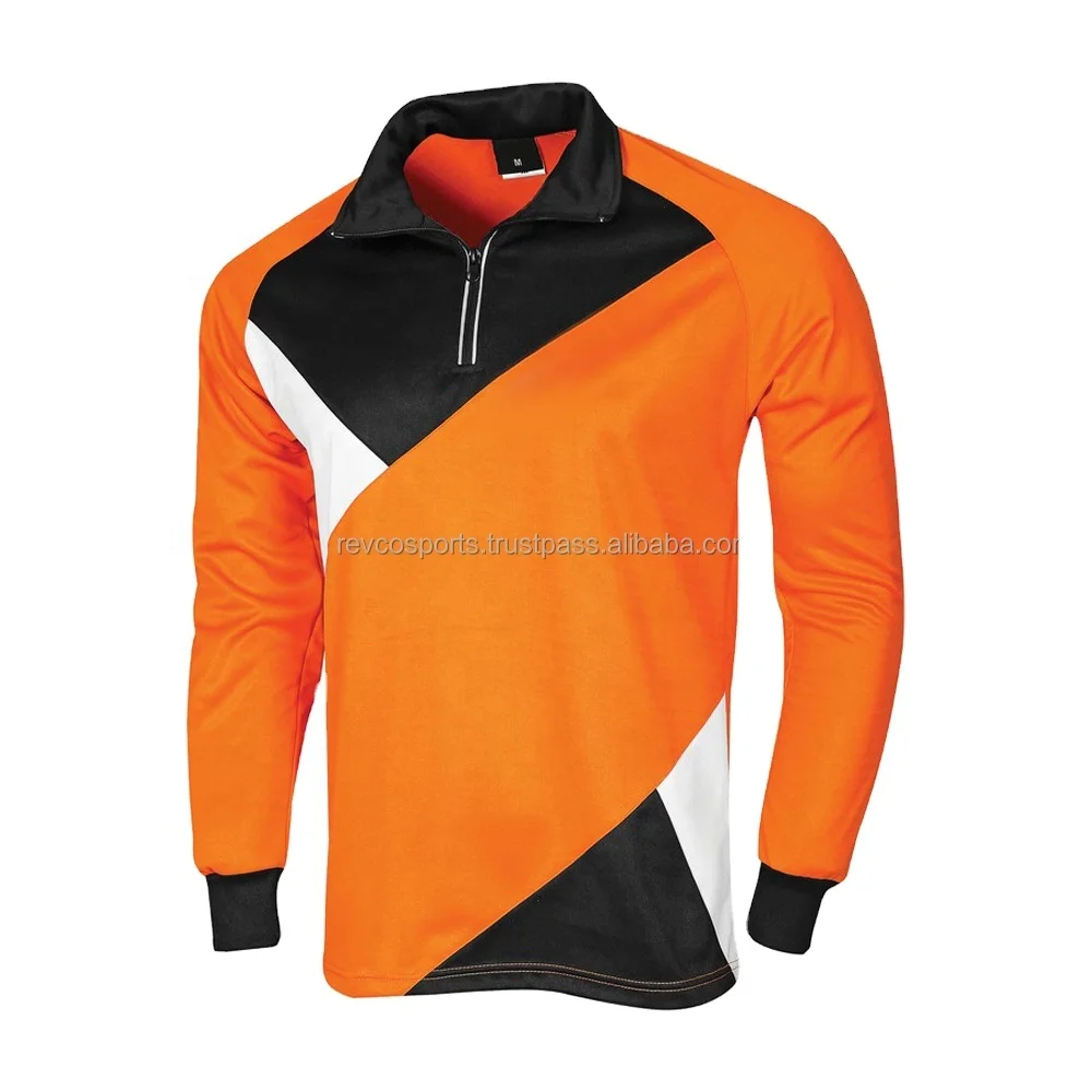 New Design Custom soccer GK polo Jersey with zip football Training shirts Man Soccer long sleeve orange black white polo Jerseys