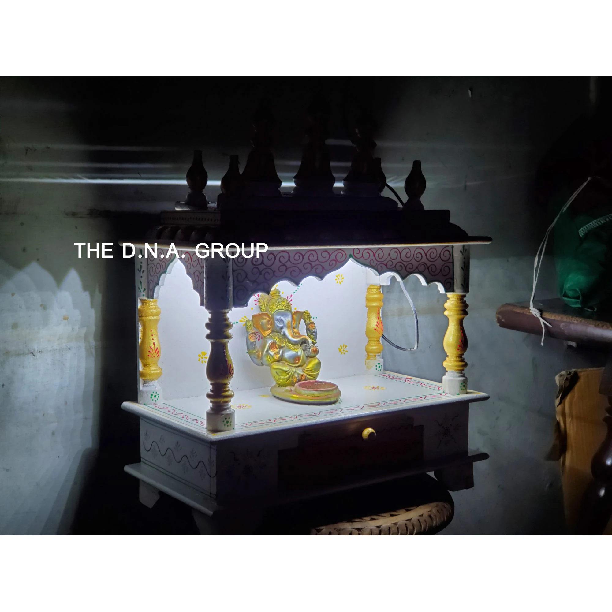 Indian Wooden Temple Jodhpuri Handcrafted Mandir Pooja Ghar Mandapam For Worship Indian Spiritual Holy Temple Home Decor Art