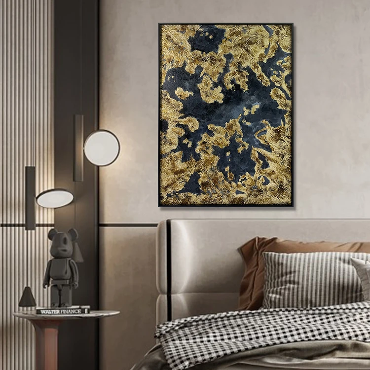 Home Decor Gold Foil Canvas Wall Art Artwork Abstract Hand Painted Oil Painting 3D Texture Hand Wall Paintings