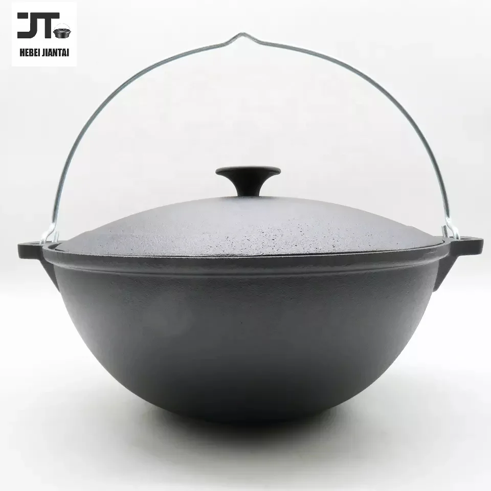 12 L Cast Iron Pot Plov Pilaf Making Cookware Insulated Double Handles Dish Heavy Duty Oven with Lid Frying Dutch Pan