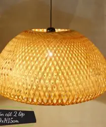 Classic and modern natural woven bamboo lampshade which used in restaurant and hotel interiors.