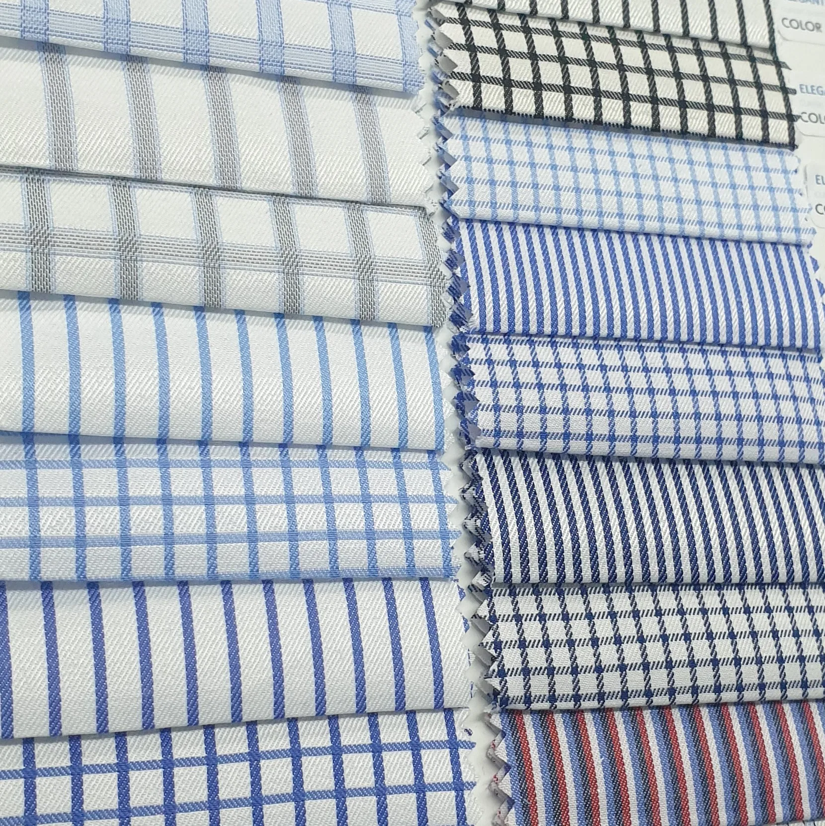 Elegant and stylish yarn-dyed cvc shirting fabrics in a a huge variety of patterns ready to ship worldwide