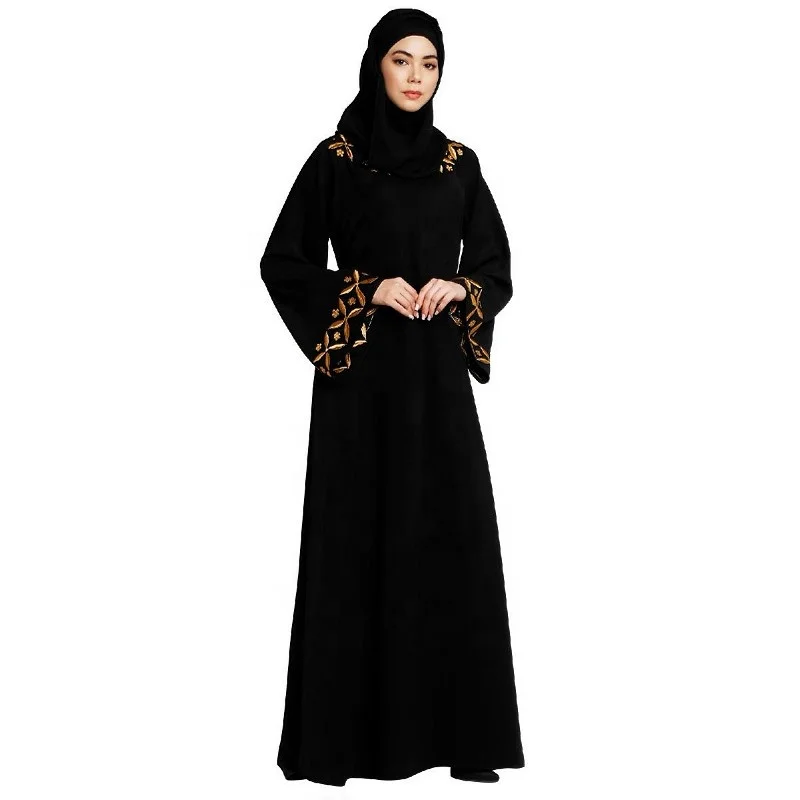 Plus Size Solid Color Saudi Turkish Dubai Elegant Kaftan Slik Dress Islamic Clothing Abaya Women Muslim Dresses