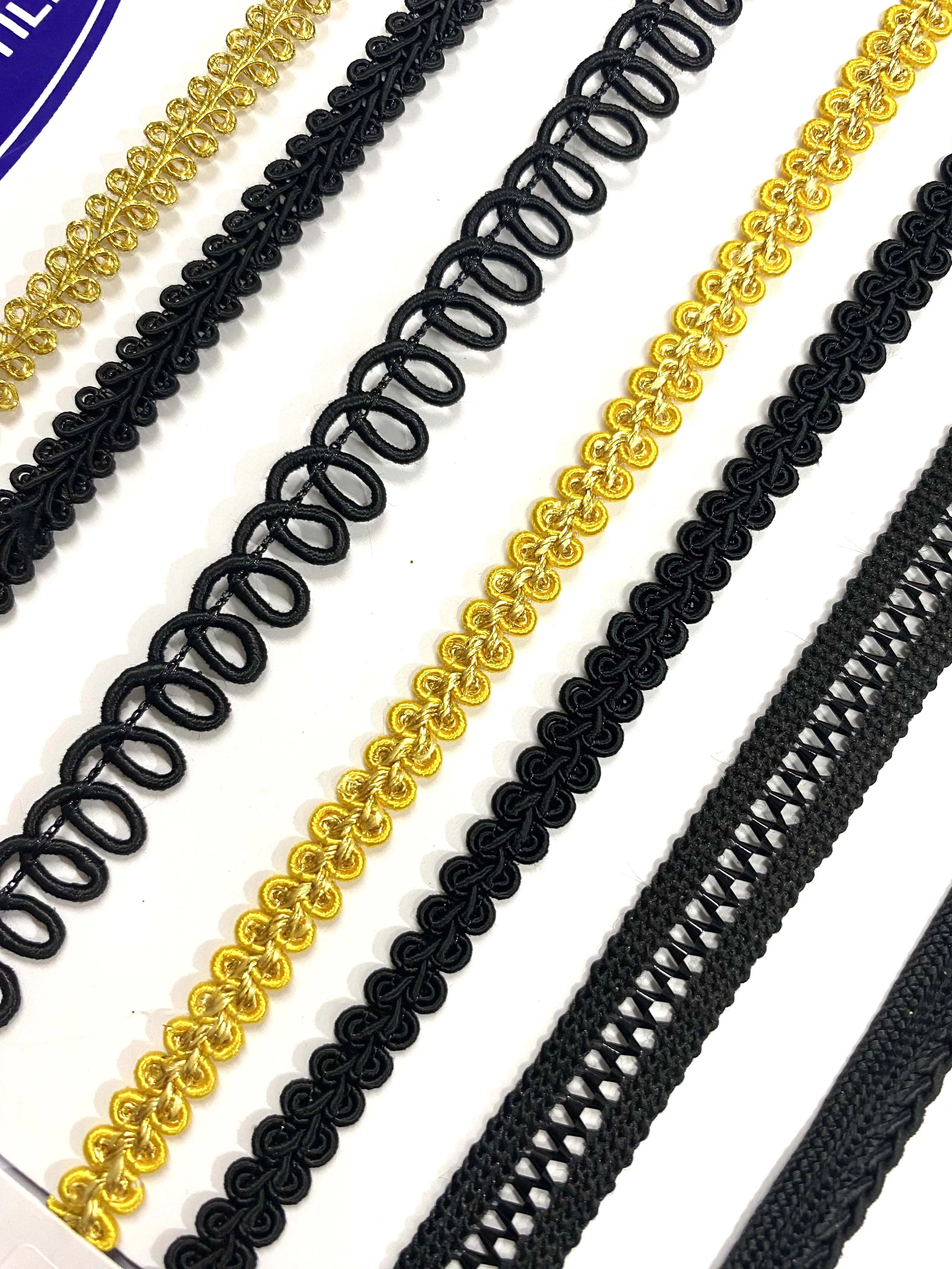 Sewing Gimp Gold And Black Braided Trim 25 mm Sequined Lace Trimming For Scarf Carnival And Catholic Garments Tatting