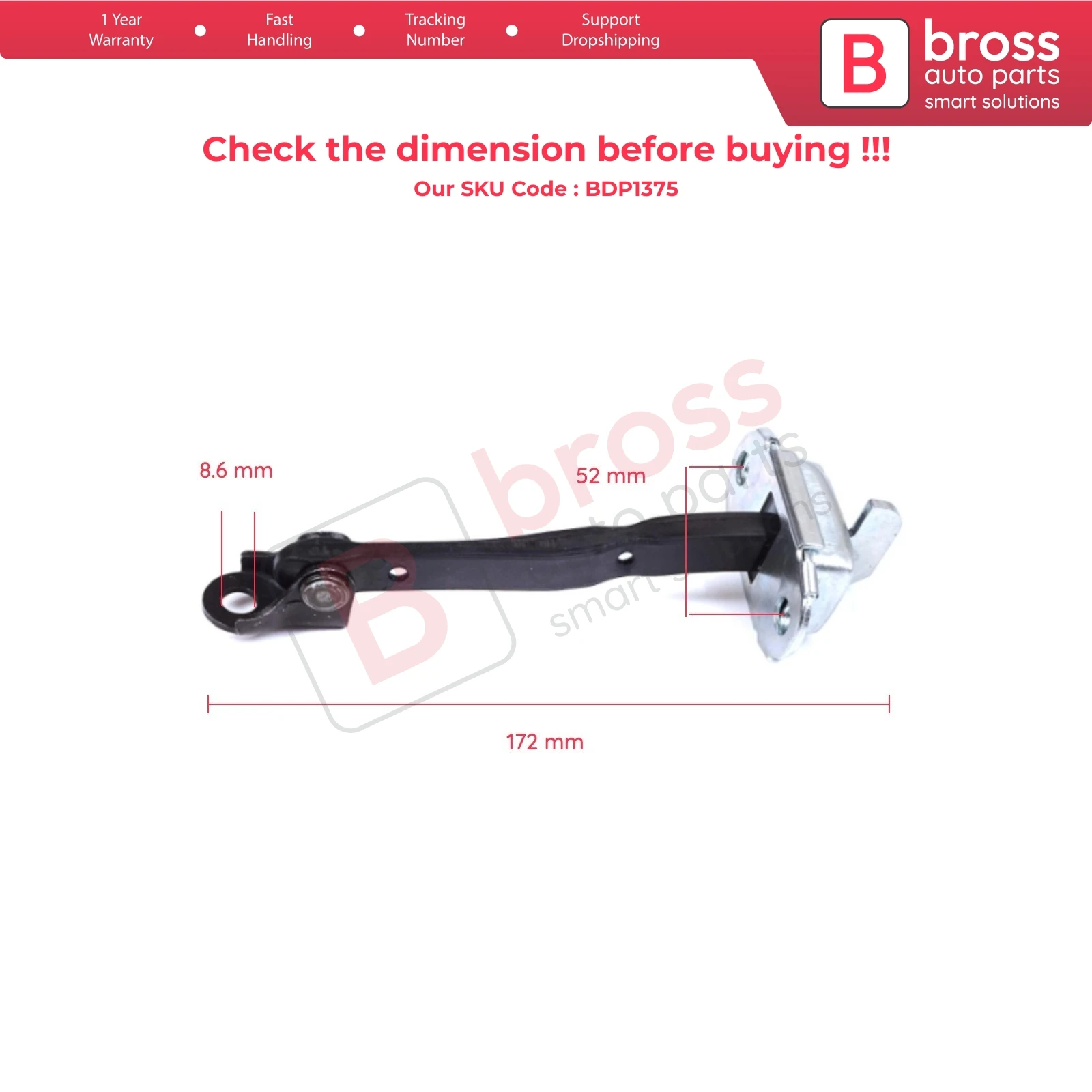 BDP1375   Rear Door Stop Check Assy Limiter Strap for Toyota RAV4 MK4 XA40 A4 2012-2019 6863042040