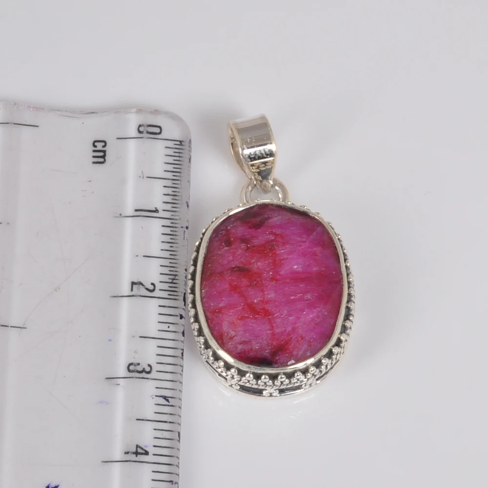 925 Sterling Silver Ruby Oval Gemstone Pendants Silver Jewelry For Women 925 Pendants Sterling Silver 925 Ruby Gemstone Pendant