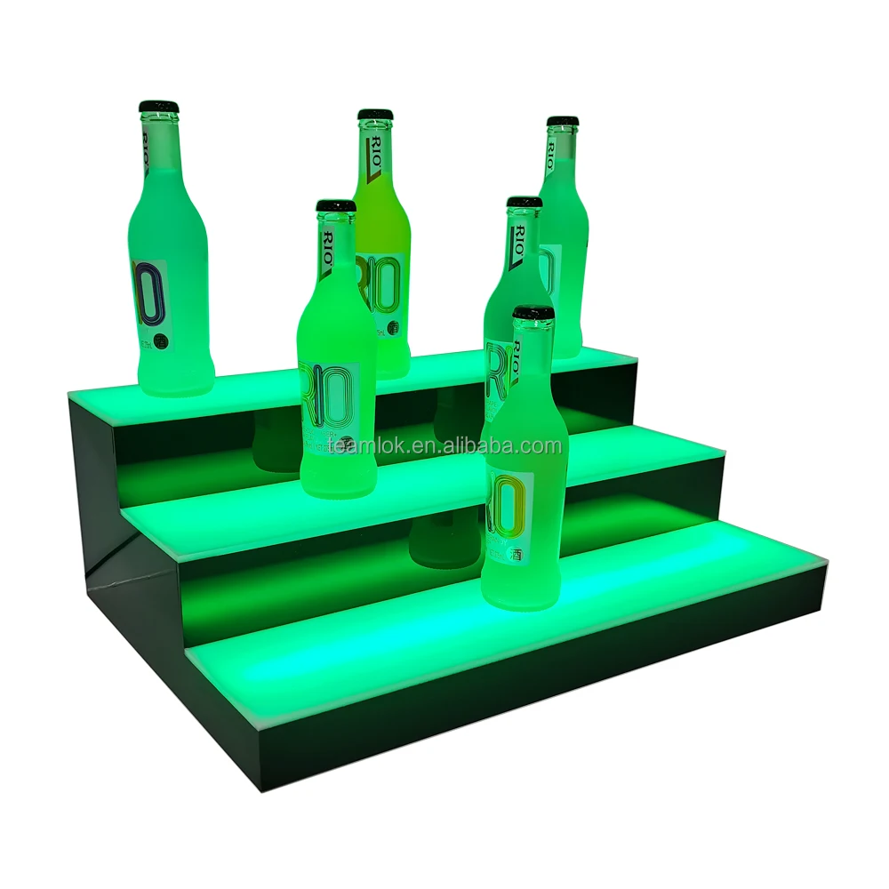 20 Inch LED Lighted Liquor Bottle Display Shelf|3-Step Lighted Liquor Bottle Shelf for Home/Commercial Bar with Remote 2023