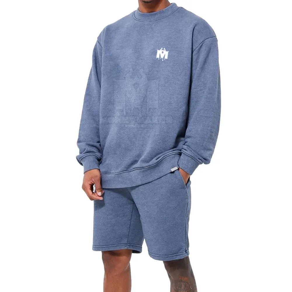 Breathable Plus Size Acid Wash T-Shirt & Shorts Set Made In Pakistan Low Moq Acid Wash T-Shirt & Shorts