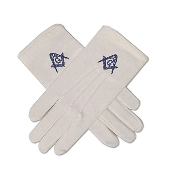 Masonic Regalia хлопковые перчатки темно-синего цвета с вышитым квадратным компасом для занятий спортом и повседневного использования