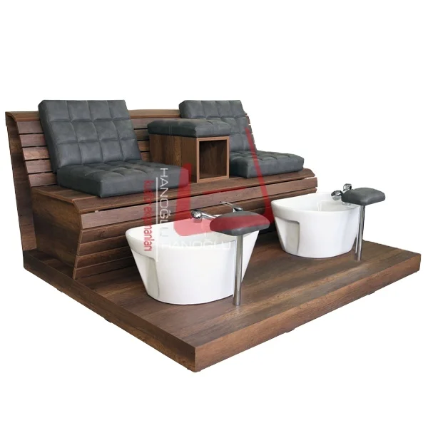 Wholesale Cheap Spa Chair Manicure Pedicure Chair Pair Set for Salon High Quality Salon Furniture Ceramic Basin Customized Color