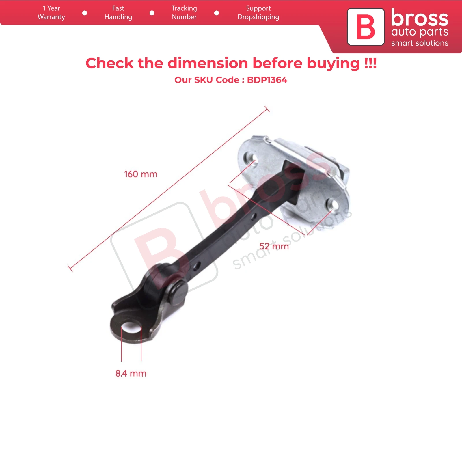 BDP1364 Rear Door Stop Check Assy Limiter Strap for Toyota Yaris Echo Verso FunCargo Vitz Platz MK1 P1 P2 1999-2003 Pre-Facelift